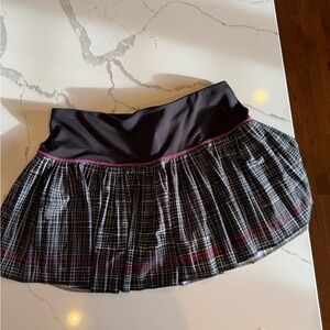 Lucky in Love Black Plaid Tennis Skirt with Pink Trim
